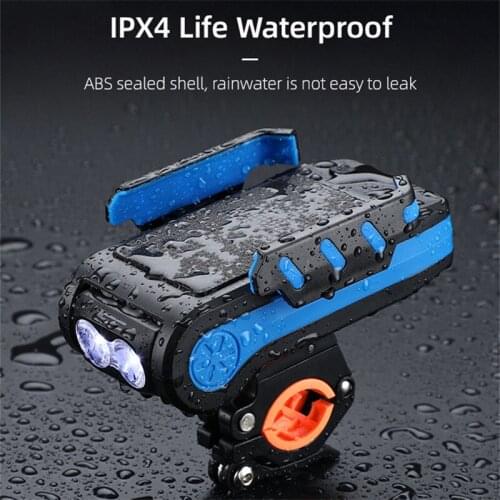 Bicycle Light Front Phone Holder 4 IN 1 Led Bicycle Light Front USB Rechargeable Horn Phone Holder Bicycle 4000MAh Bike Lamp Fla