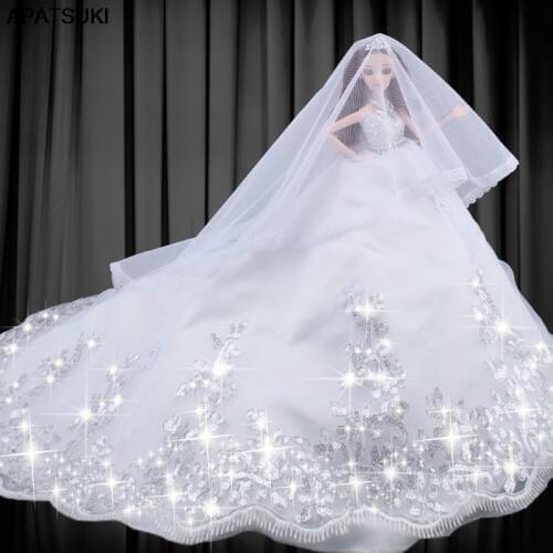 High Quality Formal Wedding Dress For Barbie Dolls Clothes Party Dress Vestido Gown For 1/6 Dolls Clothes Kids Toy