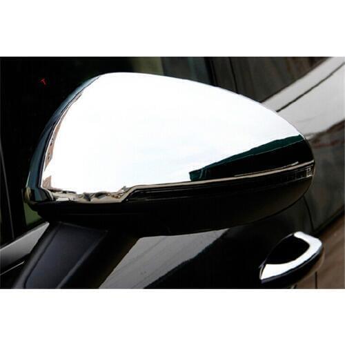 Yimaautotrims Chrome Side Door Rearview Mirror Cap Cover Trim 2 Pcs Chromium Styling Fit For Porsche Macan 2014 - 2017 ABS