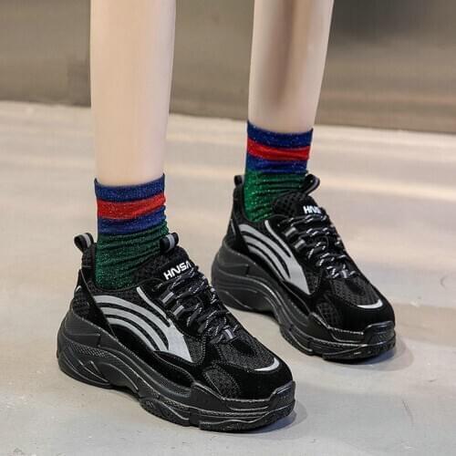 EshtonShero Women Chunky Heels Sneakers Platform Ladies Casual Vulcanize Shoes Lace Up Spring female fashion Sneakers Size 4-8