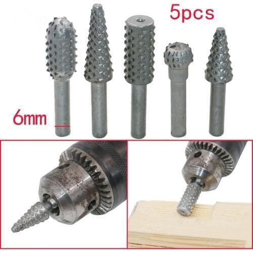 ZtDpLsd 5Pcs/lot Woodworking Rasp Chisel Shaped Rotating Embossed Grinding Head Power Tool Engraving Pattern Cutter Milling Hand