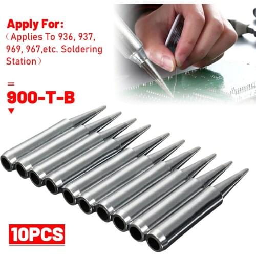 10pcs 900M-T-B Lead-free Solder Iron Tips for Hakko Soldering Rework Station 41mm X 6mm For 936 937 969 967 etc High Quality