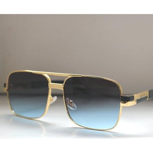 Metal black sunglasses Rectangular sunglasses 624 Sun protection uv400 oversized sunglasses men sunglasses with box