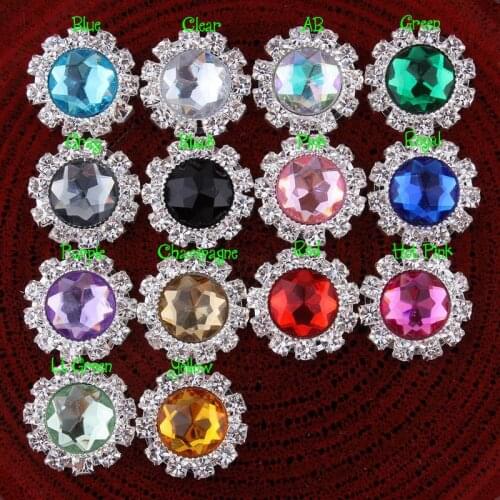 30pcs Circulars acrylic rhinestone button/Wedding Sewing Decorative Buttons/Fourteen-Colour DIY Girl Hair Ribbon Accessory 20mm