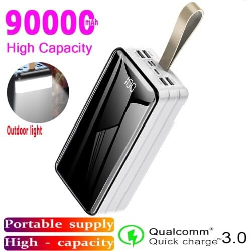 90000mAh Power Bank Large Capacity 4USB Port Portable Charger Outdoor Emergency Powerbank for Xiaomi Samsung Iphone