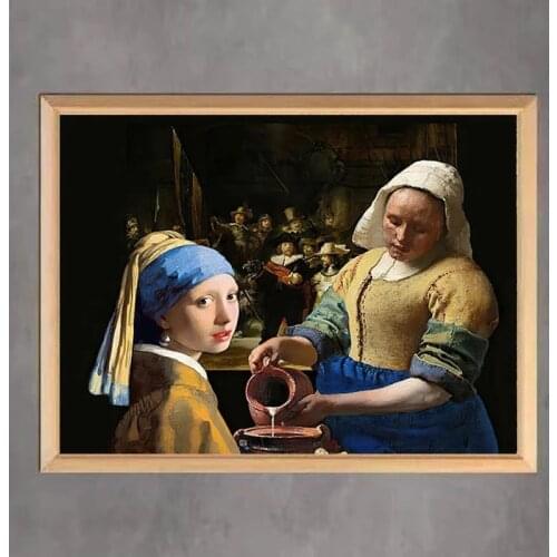 Diamond Painting The Milkmaid Full Square Diamond Embroidery Rhinestones Mosaic Picture Johannes Vermeer Series