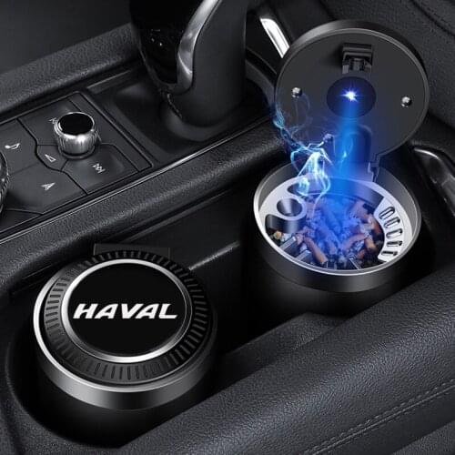 Car Ashtray With LED Light Push Type For Haval F7 H6 H4 F7X H2 H3 H5 H7 H8 H9 M4 Logo Smoking Cigarette Ashtray Box Accessories