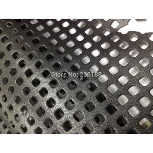 Black Square Perforated Genuine Skin Leather Fabric for Shoes /Handbag/Purse Accessory ,Free Shipping
