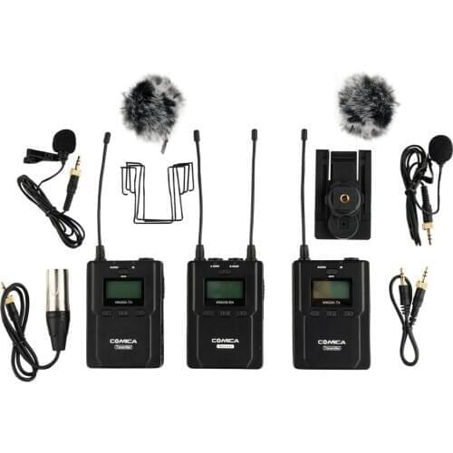 COMICA CVM-WM200A UHF 96-Channels Metal Wireless Microphone with Dual-transmitters and One Receiver, 120m Smooth Recording
