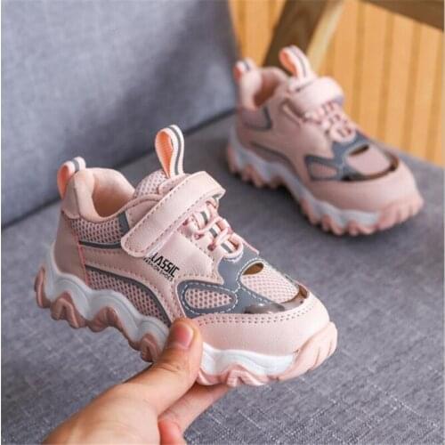 New Childrens sneaker Fashion mesh stitching breathable casual shoes Boys and girls soft-soled non-slip running shoes 21-30