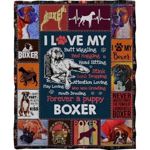 Flannel Blanket Boxer Dog Blanket Soft Plush Blanket for Sofa Bed Couch School Bedding Cozy Throw Blanket Home Decor