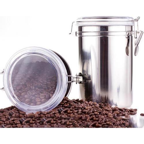 Airtight Durable Anti-rust Stainless Steel Jar Portable Coffee Flour Sugar Tea Sealed Canister Container Holder