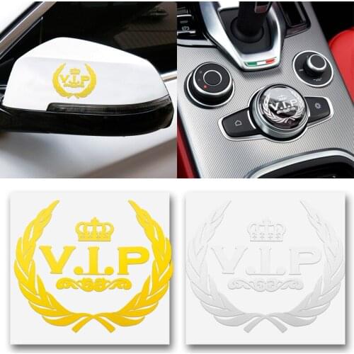 2PC 3D Metal Car-Styling VIP Crown Emblem Stickers For Window Decals for Phone Auto Products Gold Honorable Ornament Accessories