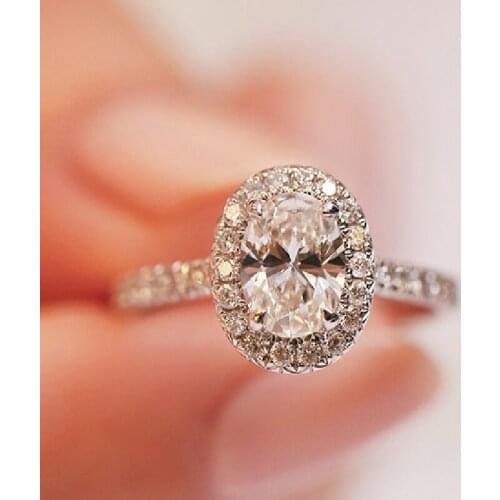 Fashion Rings 925 Silver Jewelry Oval Shape Zircon Gemstone Finger Ring Ornaments for Women Wedding Promise Party Gift Wholesale