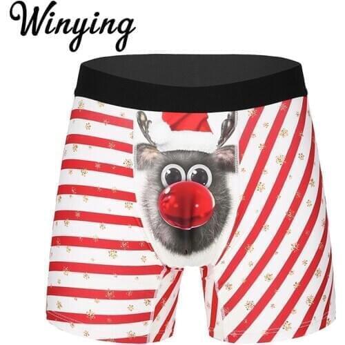 Mens Panties Animal 3D Printed Funny Christmas Underwear Sexy Boxer Shorts Holiday Party Festival Rave Cosplay Xmas Underpants