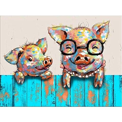 Animal Pig DIY 11CT Cross Stitch Embroidery Kits Needlework Craft Set Printed Canvas Cotton Thread Home Decoration Hot Room