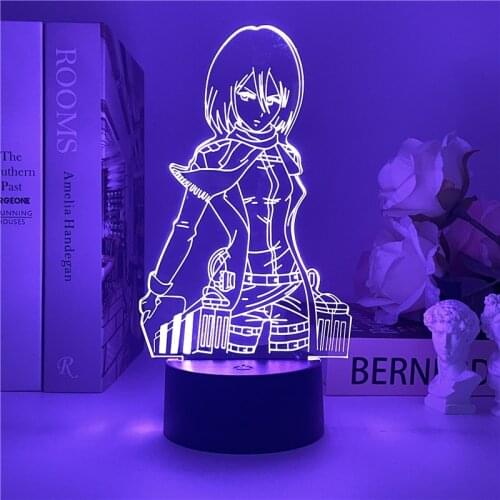 3d Night Light Attack on Titan Mikasa Ackerman Figure Girl Nightlight for Dorm Room Decor Light Led Usb Battery Lamp Event Prize