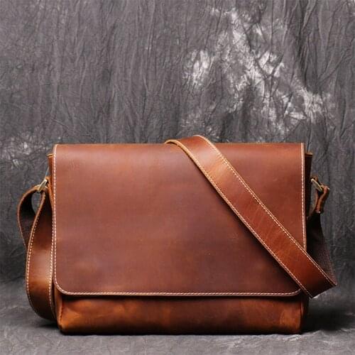 2021 New Mens leather shoulder bag leather Shoulder Crossbody bags Real Cowhide Bag Genuine Leather Men Bag Brown