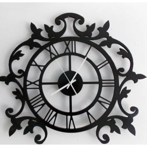 HLO 2021 New Modern Decorative Patterned Roman Numeral Wooden Wall Clock Home Decoration Quiet Moderne Fair Price Living Room