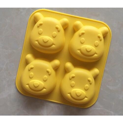 New 4 Cavities Bear head Handmade Soap Mold Silicone Mold DIY Baking Mold DIY Kitchen Cake Accessories