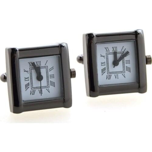 New Arrivals Fashion Letter Cufflinks Mens Glossy Square Simple White and Black Octagonal Trendy Shirt French Style