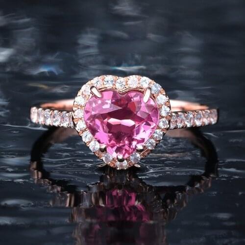 New High Quality 3A Zircon Rings for Women Heart Pink Crystal Romantic Finger Rings Wedding Engagement Jewelry Gifts Bague