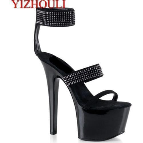 Catwalk must-have shoes End of super high heels 15cm thick black evening wedding shoes appeal female sandals