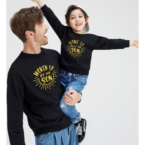 Daddy And Son Matching Clothes Cartoon Fashion Sweatshirt Family Look Father Son Long Sleeve Hoodies Oversize Tops Warm Clothing