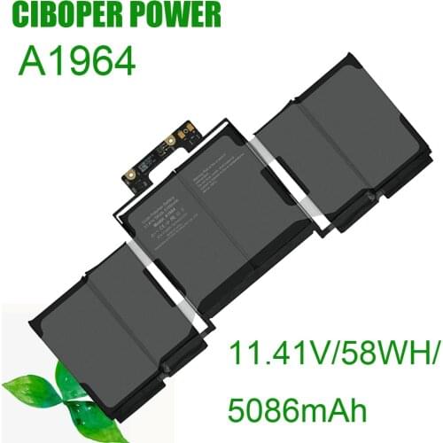 Original Quality Laptop Battery A1964 11.41V 58WH 5086mAh For Pro A1989 13" 2018-2019 EMC3214 EMC3358 020-02497 MR9Q2LL/A