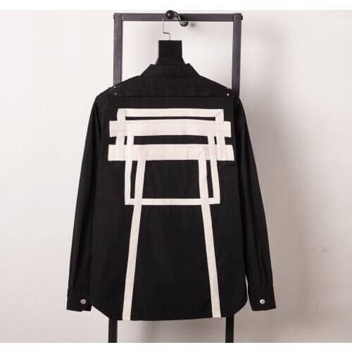S-7XL!!2020 new autumn/winter black high Street ribbon stitching high-version heavy industry button-up shirt cardigan jacket