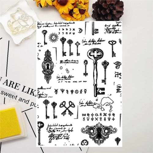 11*16CM Key Text Background Transparent Clear Stamps / Silicone Seals Roller Stamp For DIY Scrapbooking Photo Album/Card Making