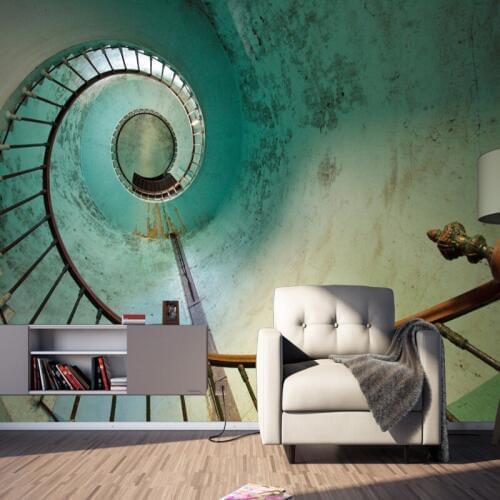 Dropship Colomac Geometric Wallpaper Personality Retro Spiral Stairs 3d Wallpaper Murals Wall Paper for Kids Room Papel Pintado