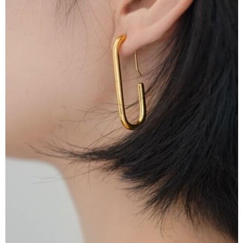 Luxury Brand Design Geometric Oval Gold Earrings For Women Fashion Jewelry Simplest High Quality Ladies Ear Jewellery