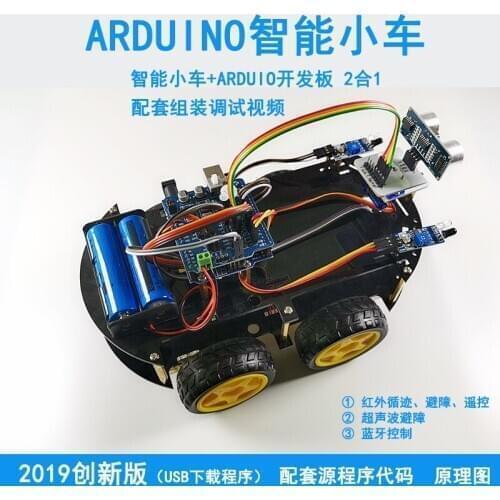 Smart Car Tracking, Obstacle Avoidance, Remote Control Bluetooth Robot Kit Graphical Programming Uno R3 for Arduino