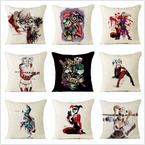 Joker Cushion Cover Clowns Printed Pillow Cover Living Room Sofa Decorative Throw Pillows Home Decoration Pillowcase 45*45cm