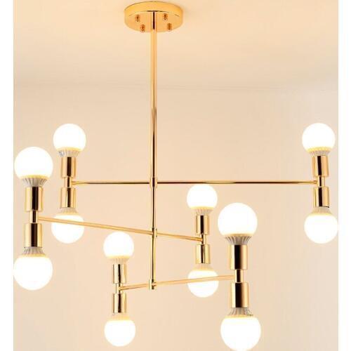 Modern Gold Chandelier LED Indoor Pendant Lamp Iron Metal Coffee Shop lamps Dining Room Bar Home Decoration Lighting Fixture