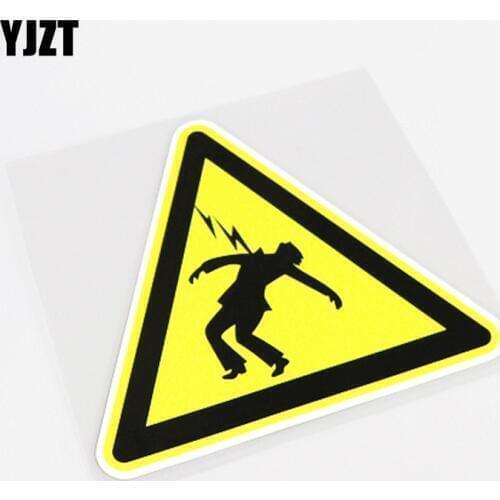 YJZT 13CM*11.5CM Funny Beware Of Electric Shock Car Sticker PVC High-quality Decal 13-0890