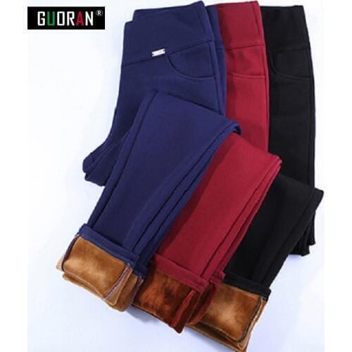 Plus Size 4XL High Waist Pants Women Winter thicken warm OL Casual pencil pants fleece stretch Work Pants Long Trousers Female
