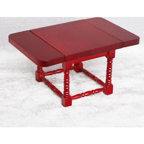 1:12 Dollhouse Handcraft Solid Wood Modern Stylish Extendable Folding Dining Table Study Room Office Furniture Set Toys