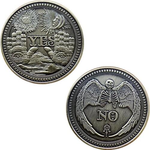 1PCS Metal YES or NO Commemorative Coin Gothic YES NO Letter Coin Classic Magic Tricks TOYS Children Kids Adults Classic Toys