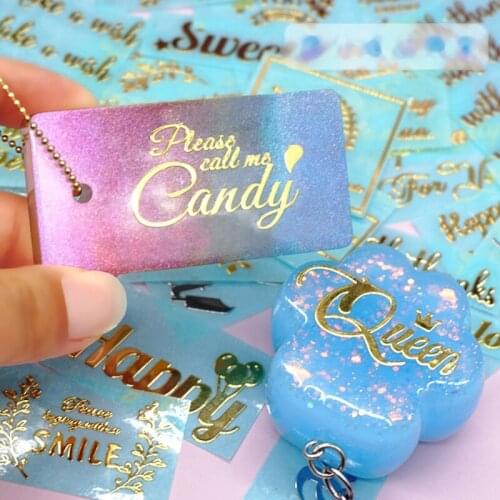10 Sheets English Letters Blessing Words Metal Stickers Epoxy Resin Mold Fillings DIY Crafts Jewelry Making Material Filler Deco