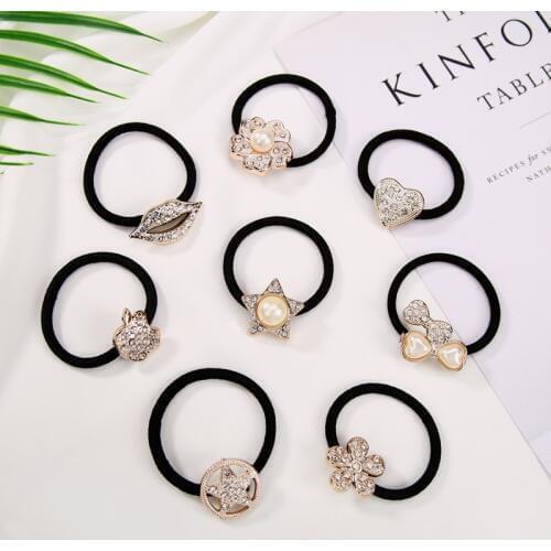 15 Kinds Elastic Hair Bands Ponytail Holder Simulated Pearl Flower Star Bow Gum Hair Accessories for Kids Women Headwear