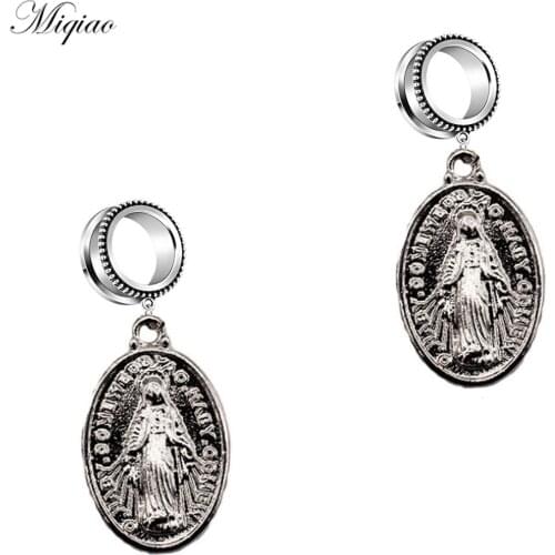 Miqiao 2pcs Explosive Stainless Steel Cross Jesus Head Ear Expansion 6mm-30mm Exquisite Body Piercing Jewelry