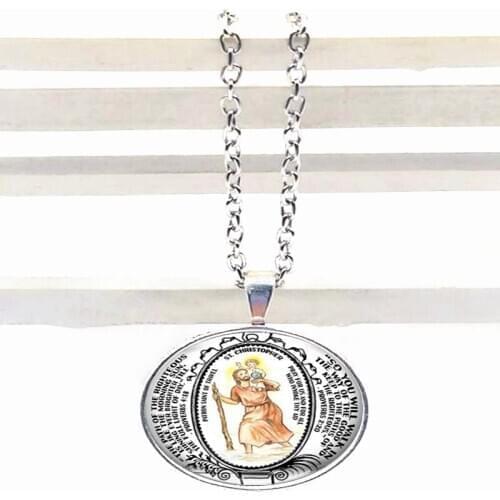 2020 New Fashion Glamour Necklace Vintage Christian Decoration St. Christopher Patron Family Photos Pendant Necklace