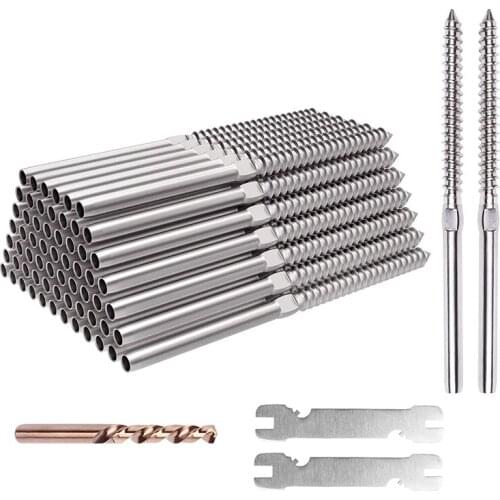 32 Pairs Lag Swage Screws Left and Right for 1/8 inch Deck Railing, Cable Railing Kits for Wood Posts