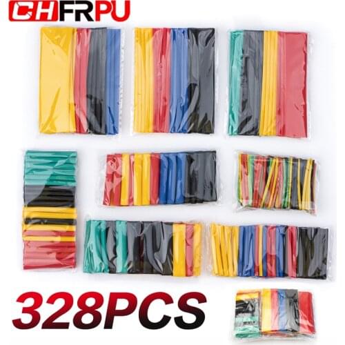 328 pcs/bag heat shrinkable tube kit shrink various polyolefin insulation sleeve heat shrinkable tube wire and cable 8 size 2: 1