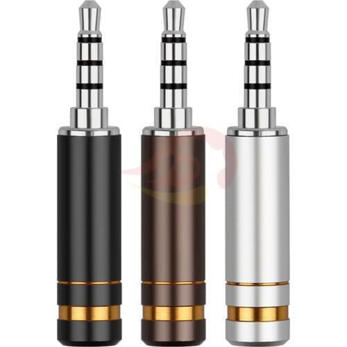 5pcs Audio Jacks 3.5 Connector 4 Pole Rhodium Plated Copper 3.5mm Male Adapter Hifi Headphone Jack Replacement Balanced Plug DIY
