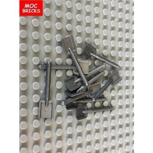 50pcs\lot Fools Dark Silver gray Shovel For figure fit with 3837 Educational building bricks blocks stand DIY children gifts