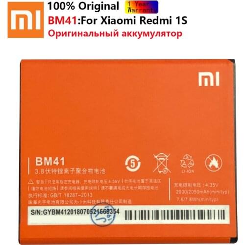 Xiao Mi Xiaomi BM41 Phone Battery For Xiao mi Redmi 1S Redmi2 Redmi 2A Redmi2A Redmi 2 2050mAh BM41 Original Replacement Battery