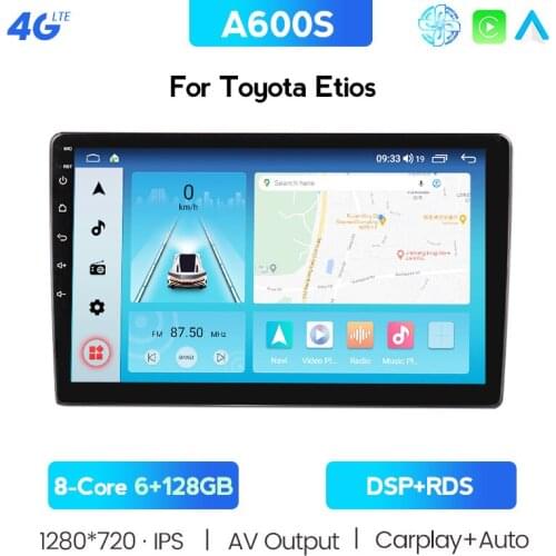 2 Din Android 10.0 8 Core 6GB+128GB RAM Car DVD Player For Toyota Etios GPS Autoradio Wifi Car Radio Carplay Auto Steering Wheel